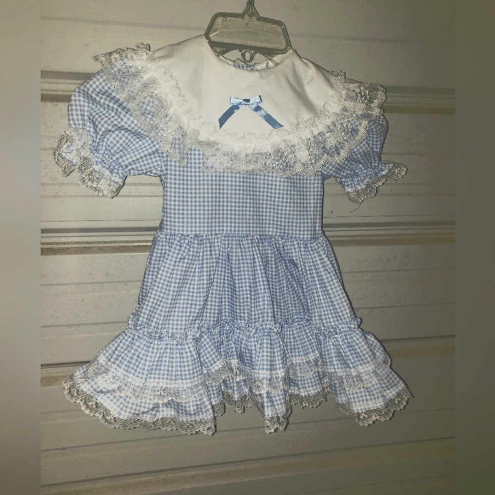 Kids Girls Size 3T Blue Western Frilly Pageant Dress Swing Party Dance Lace